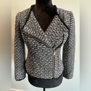 J.Crew Size 00 Tweed Black and White Textured Blazer
